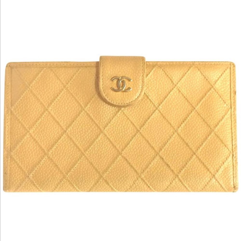CHANEL Gold Quilted Wallet